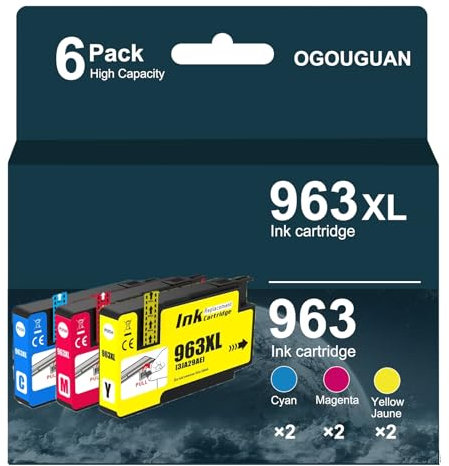 OGOUGUAN 963XL Wiederaufbereitete Tintenpatronen für HP 963 XL für HP OfficeJet Pro 9010 9012 9020 9014 9015 9016 9018 (2 Cyan, 2 Magenta, 2 Gelb)