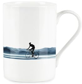 Purely Home Cycling Mug - Roadside Mountains Bike Cyclist Gift/Present - Bone China Tea/Coffee Mug