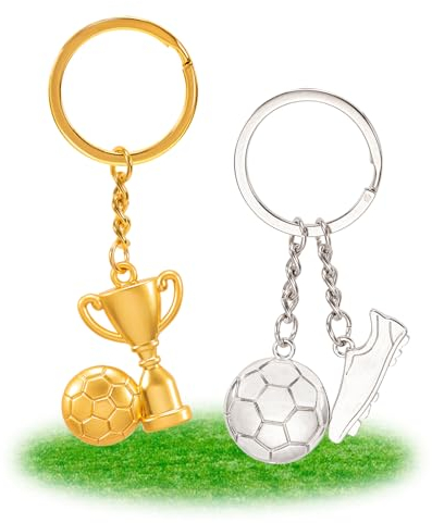 Kunoli Fußball Schlüsselanhänger Metall Fußball Schlüsselanhänger für Jungen Euro 2024 Souvenirs Fußball Geschenke für Jungen Mädchen Fußballfans, mehrfarbig, M