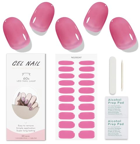 JMEOWIO Unghie Gel Adesive Rosa Gel Nail Stickers Adesivi Unghie Gel Uv Decorazioni Unghie Nail Art Disegni