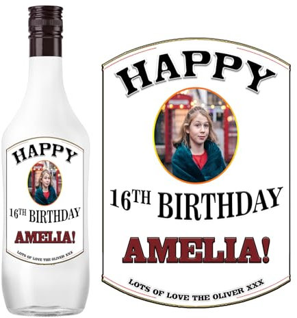Photo Personalised Birthday Anniversary Bottle Label for Malibu Coconut Rum Birthday Xmas Anniversary