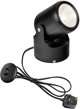 FSLiving 5 Wattage LED Accent Uplight with Plug-in Foot Control On Off Switch, Handheld Sized Portable Spot Light for Plant, Black