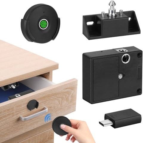 Serratura Biometrica Intelligente per Armadio, Serratura per Cassetti Senza Chiave, Blocco elettrico di sicurezza per bambini con impronta digitale, Serratura a Impronta Digitale Per Casa e Ufficio
