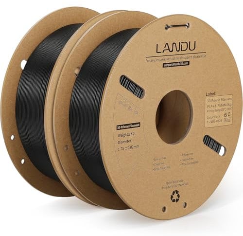 LANDU PLA+ Filament 1.75mm Schwarz 2KG, PLA Plus 3D Drucker, Härter und Stärker - Druckmaterialien, Maßgenauigkeit +/-0,02mm, Kompatibel mit Meisten FDM-(2KG/Spool, 4.4lbs)
