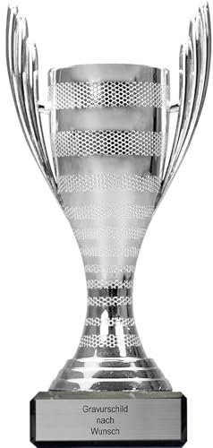Pokal-Fabrik.de - Pokal mit Gravur Wunschtext in Gold, Silber oder Bronze - personalisierte Auszeichnung - 14 cm inkl. Marmorsockel - Geschenk-Trophäe - Pokal Kinder (Silber_alt)