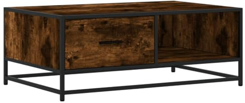 vidaXL Coffee Table Smoked Oak 90x57x35 cm Engineered Wood and Metal