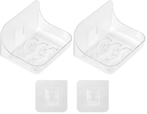EPCDBBRT 2 Pieces Shower Soap Holder, Shower Soap Dish, Bathroom Soap Holder, Bathroom Wall Storage Rack, Self-Adhesive Wall-Mounted Soap Holder (12 * 9.3 * 8.2Cm, Transparent)