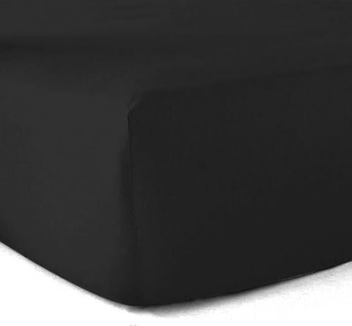Spannbettlaken, 100% Baumwolle, 57 Fäden, schwarz, 80 x 200 cm - 30 cm Ecke