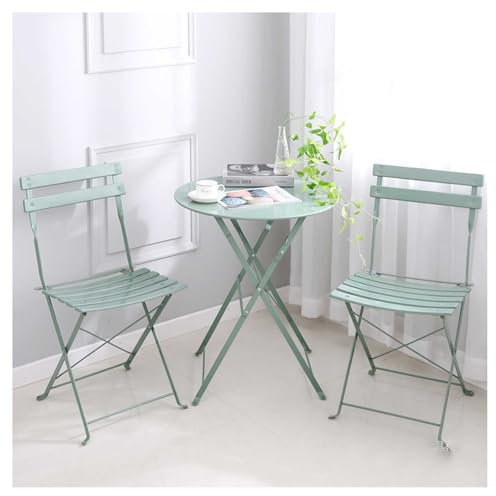 3-teiliges Bistro-Set aus Eisen, rostfrei und wasserdicht, Klapptisch und Stühle, kleiner Raum, Outdoor-Möbel