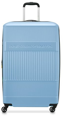 United Colors of Benetton Gerippte Hartschalengepäck, erweiterbar, mit Spinnrädern, Hell, blau, Checked-Large 29 Inch, United Colors of Benetton Gerippte Hartschalengepäck, erweiterbar, mit