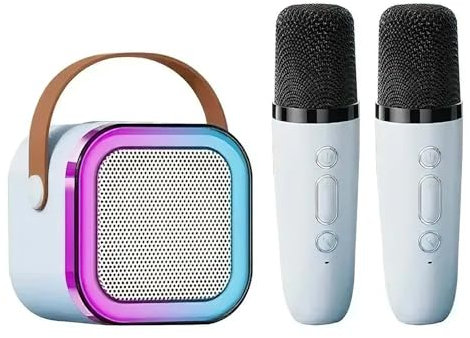 Kids Karaoke Machine with Bluetooth Speaker,Portable Bluetooth Karaoke Speaker with 2 Wireless Microphones for Kids Teens Adults, for Girls Boys Birthday Holiday Home Family Party (Blue)