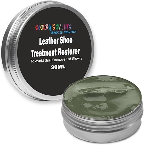 Scooby Paints Leather Shoe Colour Restorer Recolouring Balm Repair Treatment for Faded & Worn Absorbent Leather Furniture, Sofas, Chairs (OLIVE GREEN)
