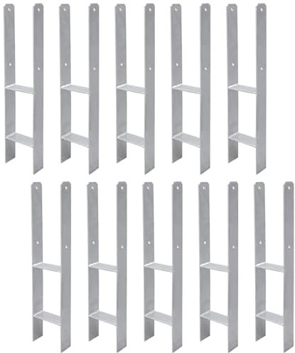 Gimisgu H-Pfostenanker 10 Stück H-anker Pfostenträger Bodenanker für Pfosten H-Pfostenschuh für Zaun und Gewächshaus Pfosten Vierkantholzpfosten(91x600mm)