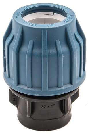 Raccord en polypropylène avec filetage femelle pour tuyau PE 32 mm x 3/4 - Connecteur de serrage pour eau potable, 16 bars, Zert. DVGW/KIWA/WRAS