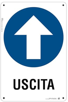 Cartello Segnaletico Uscita Alluminio Premium 20x30 cm – Made in Italy, Resistente Esterno, Stampa HD, Installazione Facile, Conforme Normative