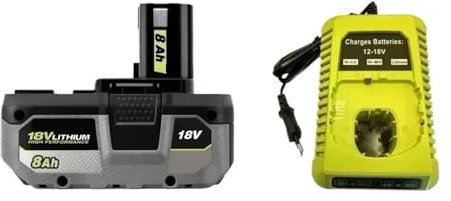 La Batterie Lithium Compatible avec RYOBI 18V sans Effet mémoire, Convient à Tous Les Outils One+ P104, P107(8Ah Charge)
