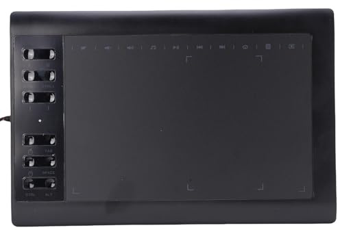 Grafikzeichnungstablette, 10 X 6 Zoll Großer Aktiver Bereich, mit 8192 Levels Batterie-freier Stift und 12 Heißtasten, für Mac, Android, PC, für Malerei, Design, Design