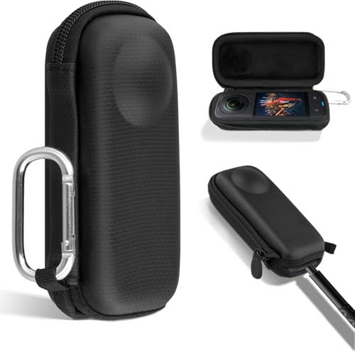 Khanka für Insta360 X5 X4 Action-Cam Hartschalen-Tragecase, Kompakte Reise-Aufbewahrungstasche Kompatibel mit Insta 360 X5/X4 360° Action-Cam mit Schnellzugriffs-Basis & Karabiner (Schwarz)
