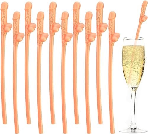 Skin Color Party Straws,10PCS Hen Party Naughty Drinking Straws Chick,Reusable Straws for Parties, Girls Cocktail Night Novelty Party Accessories for Bar Bachelorette Party Birthday Wedding