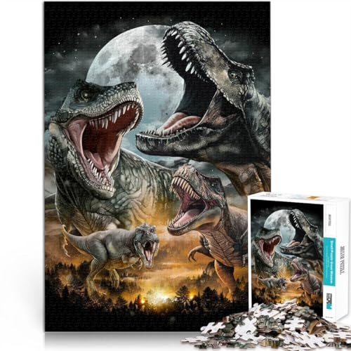 für Erwachsene 1000 Teile Puzzle Tyrannosaurus Rex Dinosaurier Aus Holz，für 14+ DIY-Lernspiele Geschenkspielzeug。Größe：50x75cm/19.6x29.5Zoll