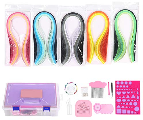 Quilling-Papier, 15-teiliges Papier-Quilling-Set, Kunst- und Bastelbedarf mit Werkzeugen für die Kartenherstellung, Blumen, 3D-Kunst und Kunsthandwerk