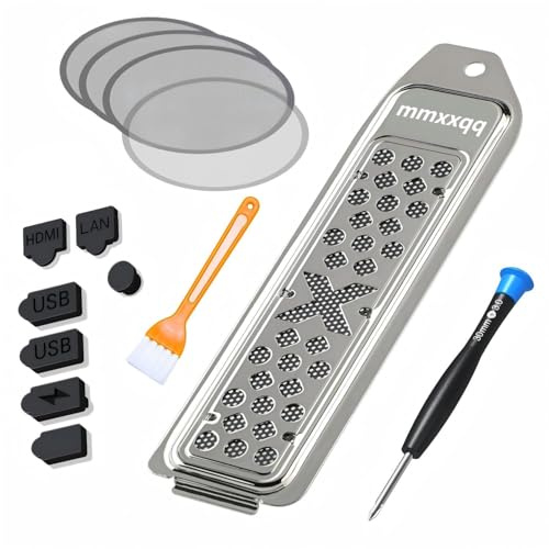 mmxxqq PS5 Metal Cooler Cover and Dust Cover Kit | Includes Cleaning Brush |Seven Dust Plugs and Four Fan Dust Filters |Compatible with PS5 Pro, Slim Digital Edition, and Disc Drive Edition(Silver)