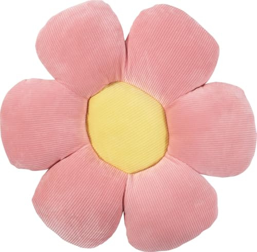 MAGMA Minnie Blumen-Formkissen Cordsamt ca. 30 cm ⌀ ca. 4 cm Höhe (Rosa)