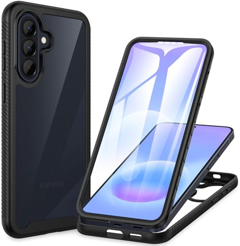 CENHUFO Funda Samsung A57 5G, Carcasa Antigolpes 360 Grados con Protector de Pantalla Integrado, Robusta Doble Cara Case Transparente Anti-Amarilleo Capa Funda para Samsung Galaxy A57 5G - Negro