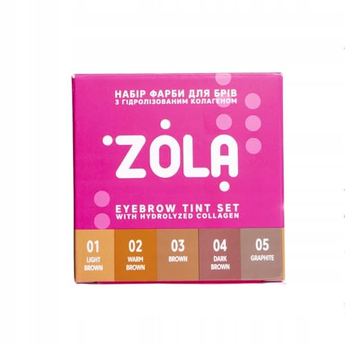 ZOLA Brow Tint 03 Brown Augenbrauenfarbe mit 3% Oxidant, professionelles Set zum Färben der Augenbrauen, neutrales Braun, Sachet