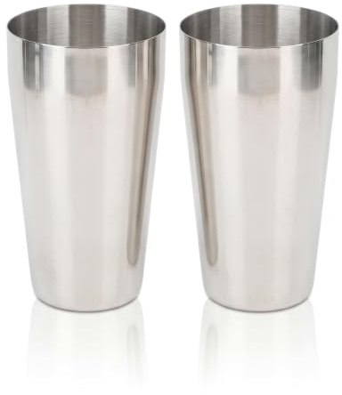 2Pcs 750ml Milkshake Mixing Cup, 16cm/6.3in Stainless Steel Bar Shaker Cup | Hand Blender Malt Shaker, Large Capacity, Reusable and Portable, Multi Content Holding, for Ice Cream, Fruit, Salad