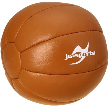 Ju-Sports Medizinball 3kg I Slam Ball aus hochwertigem Leder mit stabilen Nähten I Für alle Sportarten, gut für Krafttraining UVM. I Braun