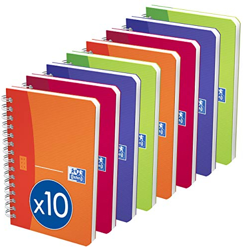 Oxford Spiral-Notizblock A6 kariert, My Colours, 180 Seiten, 4 Farben 10 Stück