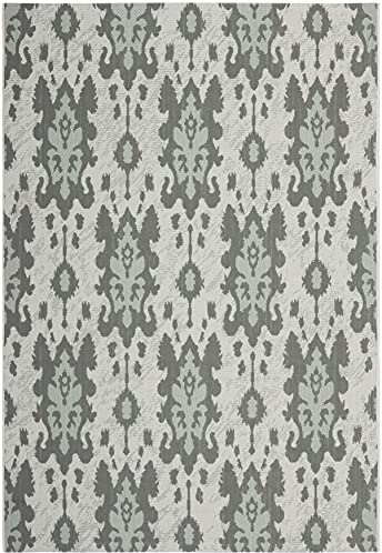 SAFAVIEH Washable Rug Outdoor Courtyard Collection - 2'7 x 5', Anthracite & Aqua Blue Weft, Non-Shedding & Easy Cleaning, Ideal for Patio, Backyard, Mudroom (CY7276-78A18)