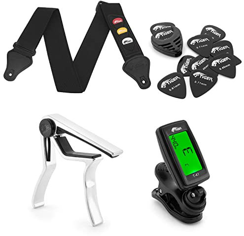 Gitarren-Geschenk-Set – Gitarrenplektren, Gurt, Stimmgerät und Kapodaster