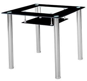Modernique® Black Small Glass Dining Table with Chrome Frame in 80 cm (80 cm, Black)