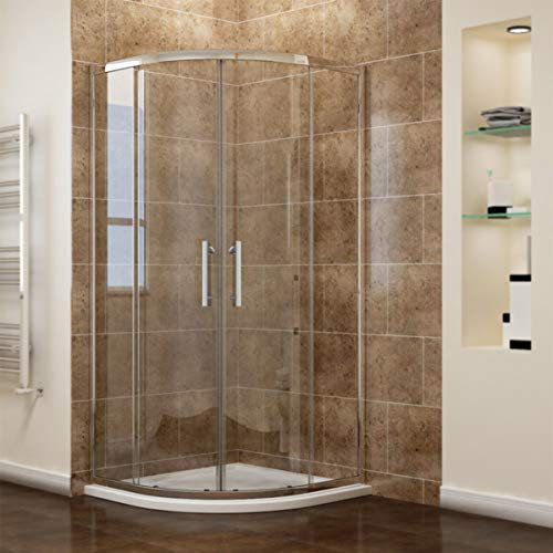 Duschkabine 80x80 mit Duschtasse, Viertelkreis Schiebetür Dusche Duschwand, NANO Glas, Höhe 195cm