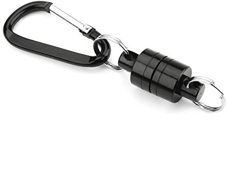 Kescher Magnet, Fliegenfischen Kescher Magnetische Net Release Halter, Magnetische Landung Inhaber Fliegenfischen Net Release Net Halter Karabiner Tackle(Schwarz)