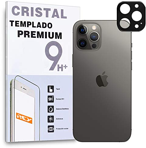 REY Protector de Pantalla 3D para Cámara Trasera de iPhone 11 Pro - 11 Pro MAX, Negro, Cristal Vidrio Templado Premium, 3D / 4D / 5D