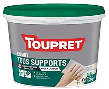 Toupret BCUNIP1.5 Enduit Tous Supports 3 en 1 Pot 1,5 Kg prêt à l'emploi, Blanc