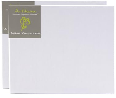 ARTIKUM 2X Premium LEINEN 60x70cm | Leinwände auf Keilrahmen 60x70 cm | 100% Leinentuch ±430gsm dreifach grundiert, malfertige bespannte Keilrahmen mit Leinwand