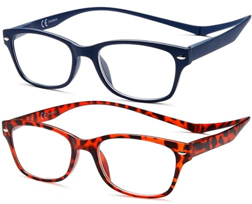 NEW VISION Lesebrille 2 pack, Magnet Lesebrille, Lesebrillen Herren, Klassischer Stil Lesebrille NV3282 mit Magnetverschluss Hinten, Lesehilfe für Damen Herren (TB, 3)