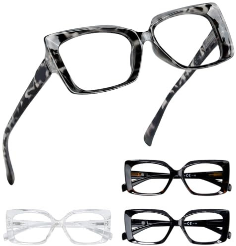 Eyekepper 4er Pack Lesebrille - Übergroße Brillen mit Quadratischem Design für Damen +2.50