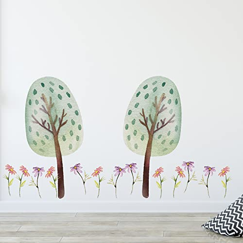 GRAZDesign Wandtattoo Bäume & Blumen | Waldtiere Set für Kinderzimmer | Wandsticker Babyzimmer | im Set enthalten Zwei Bäume mit Blüten, Blattgröße: 100x57cm