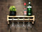 Wooden Gin Bottle Shelf with 4 Glass Wall Mounted Display (GS-WO)(EM)