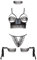 4-tlg. Latex-Set Wetlook BH-Top Spitze String, Augenmaske und Handschnallen in schwarz von Beauty Night Dessous (S/M)