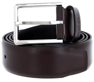 Calvin Klein Herren Gürtel 3.5 cm Bombed Belt Ledergürtel, Braun (Dark Brown), 80 cm