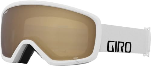 Giro Stomp Kids Ski Goggles - Snowboard Goggles for Youth, Boys & Girls - White Wordmark Strap with Amber Rose Lens
