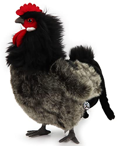 Kuscheltiere.biz schwarzer Hahn Premium Plüschtier Augsburger Huhn Vogel Dekotier ALMUT