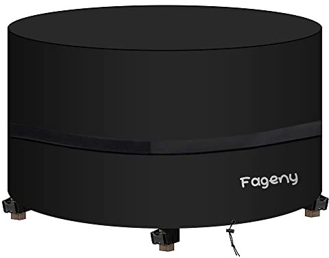 Fageny Round Garden Table Cover Waterproof Garden Furniture Covers, Hot Tub SPA Cover Tear Resistant Oxford Fabric Outdoor Patio Circular Set Cover Spa Cover for Lay Z Hot Tub, 128X71cm, Black