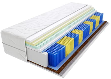 Godre Matratze 140x200 cm Doppelmatratze, H3 & H5 Federkernmatratze, Taschenfederkernmatratze 22 cm Hoch Latex Kokosfaser Visco Memory Rosshaar Hypoallergene, HR-Schaum Dario Multitaschen